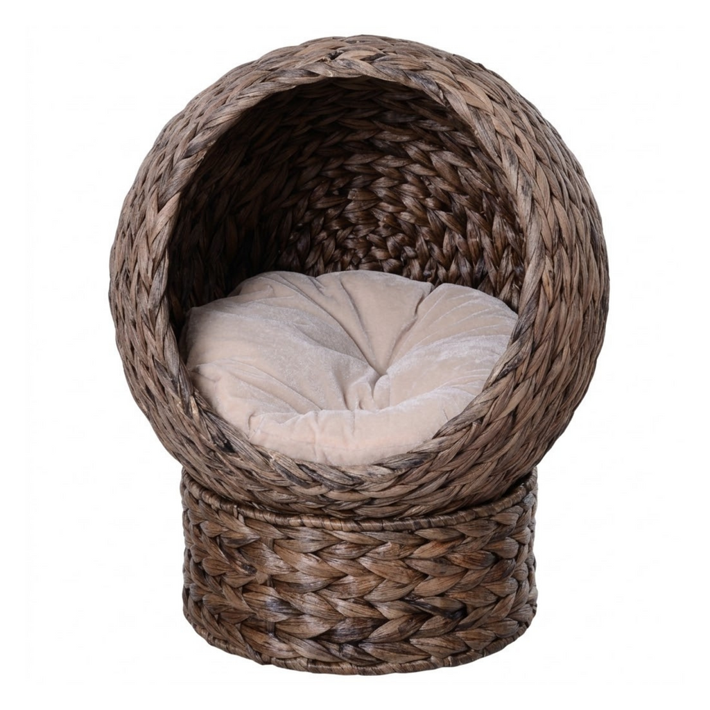 Handwoven Elevated Cat Egg Chair in Grey