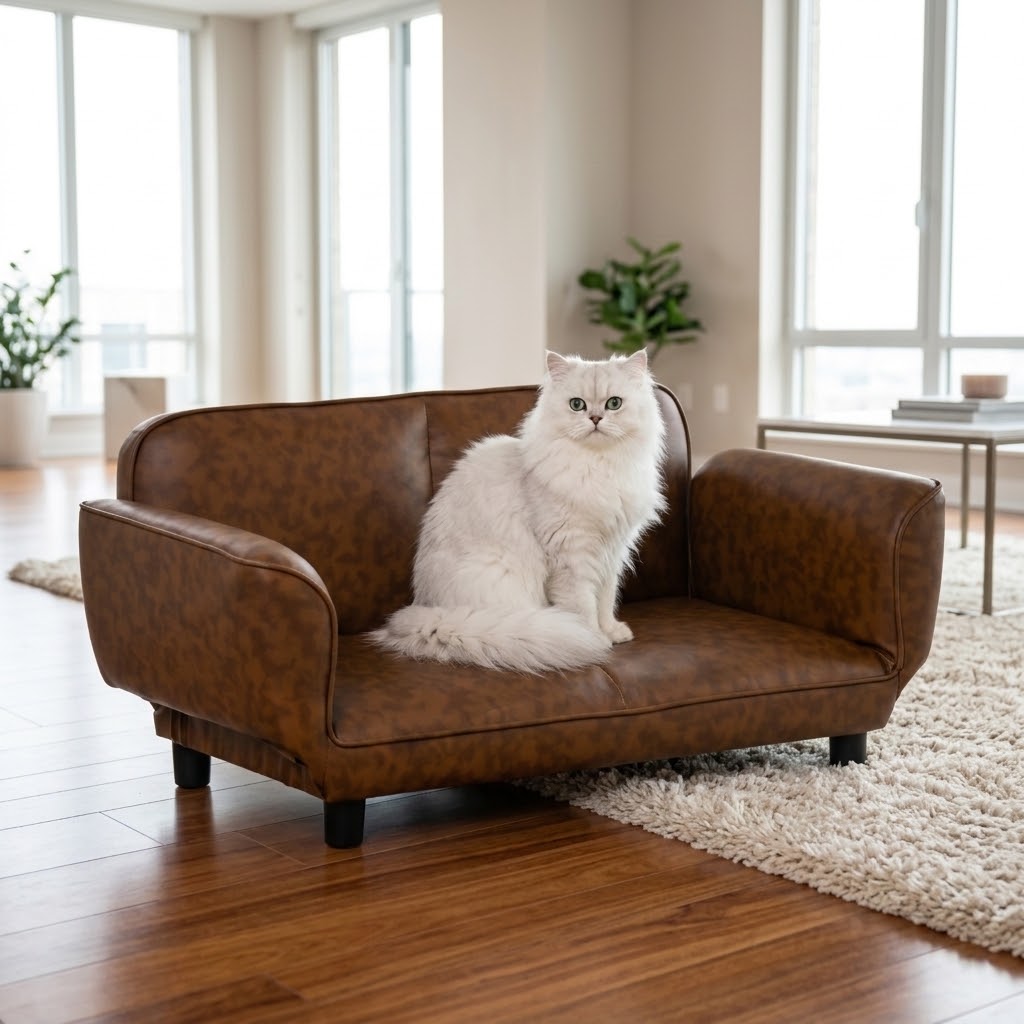 Faux Leather Foldable Cat Sofa