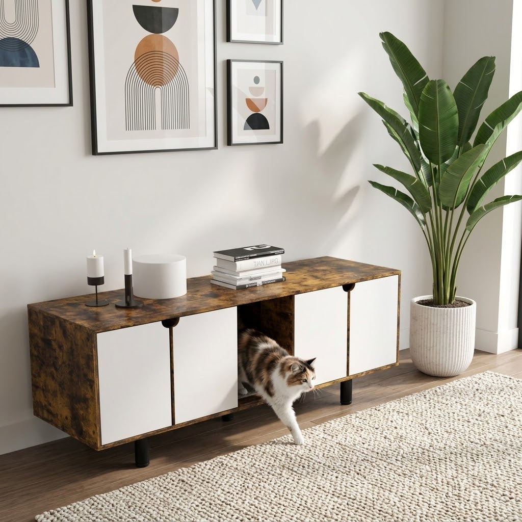 Modern Hidden Litter Box Cabinet