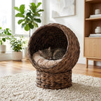 Handwoven Elevated Cat Egg Chair in Grey