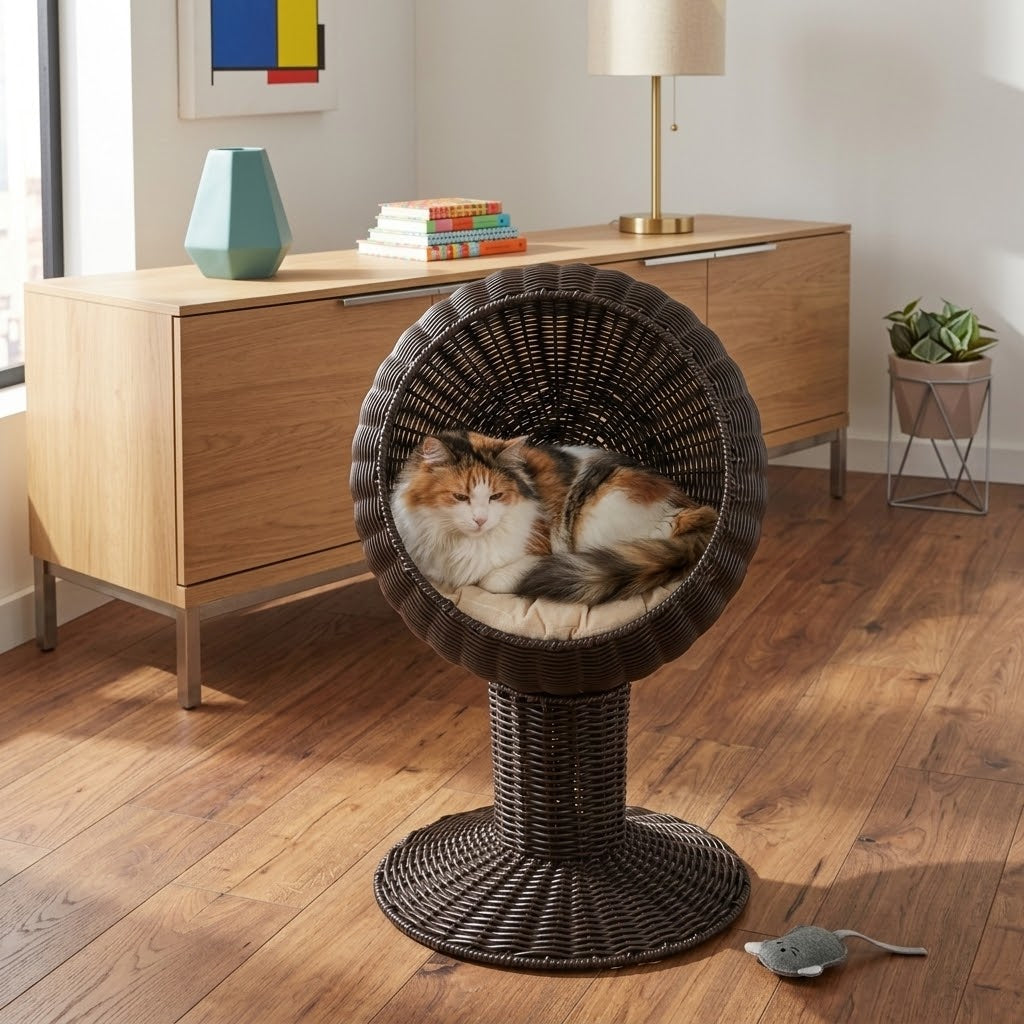 Rattan Pod Bed in Dark Brown