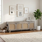 Double Rattan Cat Litter Box Enclosure in Grey