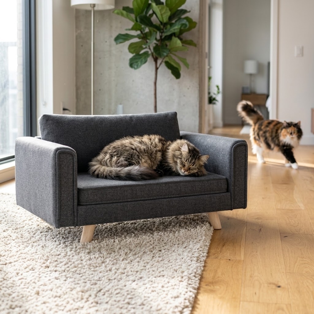 Raised Pet Sofa in Gray
