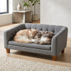 Raised Tufted Cat Sofa in Gray